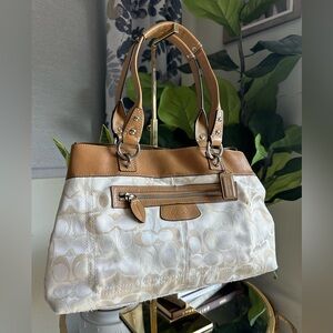 Coach Signature Cream/ Tan Shoulder Bag